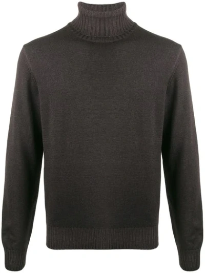 Dell'oglio Ribbed-knit Roll Neck Jumper In Brown