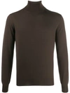 Dell'oglio Ribbed-knit Roll-neck Jumper In Brown