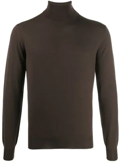 Dell'oglio Ribbed-knit Roll-neck Jumper In Brown