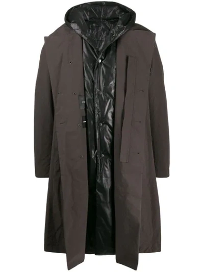 Attachment Hooded Layered Coat In Grey