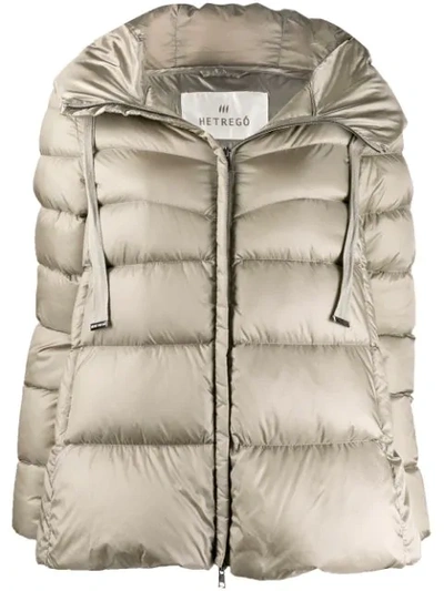 Hetregò Amy Feather Down Puffer Jacket In Neutrals