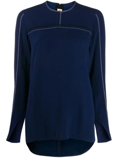 Marni Contrast Stitching Blouse In Blue