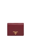 Prada Logo Plaque Wallet In Red