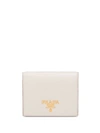 Prada Logo Plaque Wallet In White