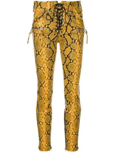 Ben Taverniti Unravel Project Unravel Project Snake Print Faux Leather Skinny Trousers In Yellow