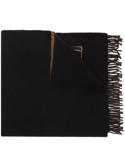 Fendi Logo Wool And Cashmere In Black