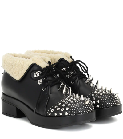 Gucci Victor Studded Faux Sheng Lined Bootie In Black