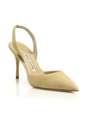 manolo blahnik carolyne suede slingback pumps