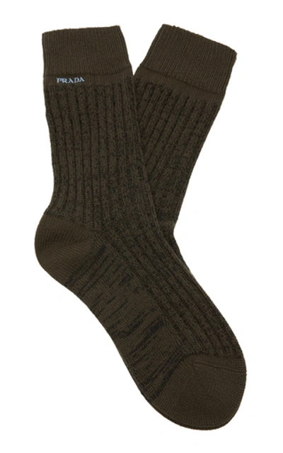 Prada Donegal Camp Wool-cashmere Knit Socks In Green