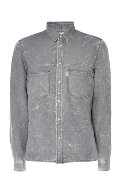 Rochas Pia Distressed Silk Shirt In Grey