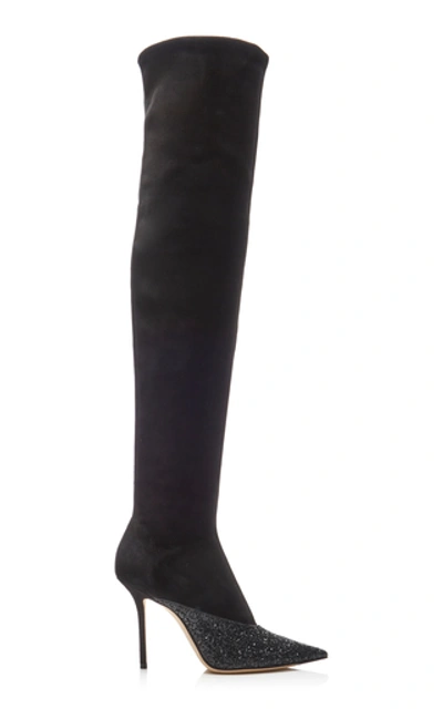 Jimmy Choo Moda Exclusive Brianda Glitter Over-the-knee Boots In Black