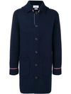 Thom Browne Overwashed Wool Blend Duffle Coat In Blue