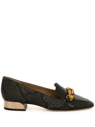 Tory Burch Jessa 25mm Snake-effect Loafers In Perfect Black Snake Print