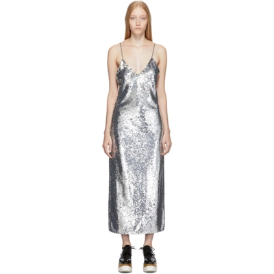 Stella Mccartney Sequinned Low-back Midi Dress In 8101 Silver