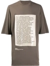 Rick Owens Drkshdw Poem Print T-shirt In Neutrals