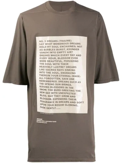 Rick Owens Drkshdw Poem Print T-shirt In Neutrals