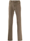 Jacob Cohen Straight-leg Ribbed Trousers In Brown