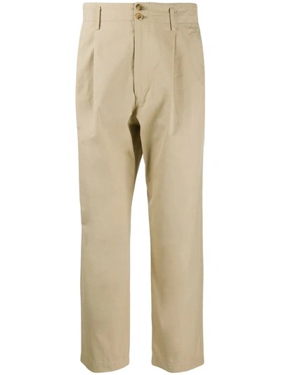 Pre-owned Junya Watanabe 2000s Straight Cropped Trousers In Brown