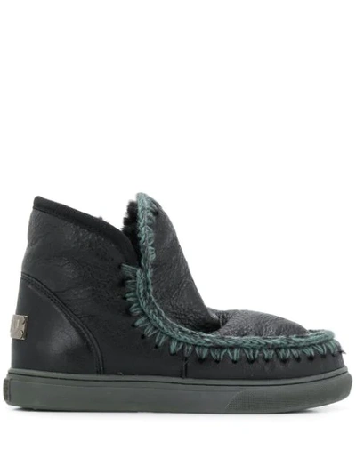 Mou Knitted Detail Boots In Black