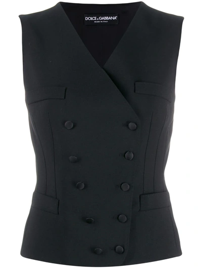 Dolce & Gabbana Double-breasted Waist Coat In Black