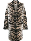 Laneus Oversized Tiger Pattern Coat In Khaki