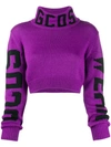 Gcds Kurzer Intarsien-pullover Mit Logo In Purple