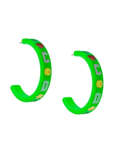 Gcds Logo Hoop Earrings In Green