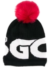 Gcds Logo Intarsia Beanie In Black