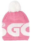 Gcds Logo Intarsia Beanie Hat In Rosa