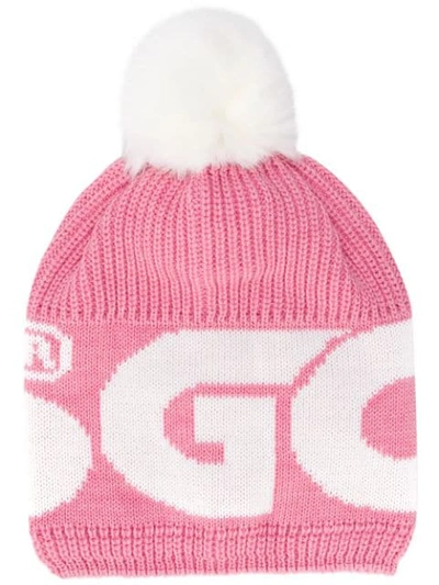 Gcds Logo Intarsia Beanie Hat In Rosa