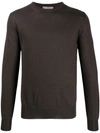 Canali Long-sleeve Fitted Sweater In Marró Fosc