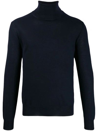 Canali Turtle-neck Fitted Top In Blue