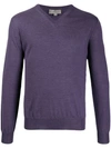 Canali Long-sleeve Fitted Sweater In Purple