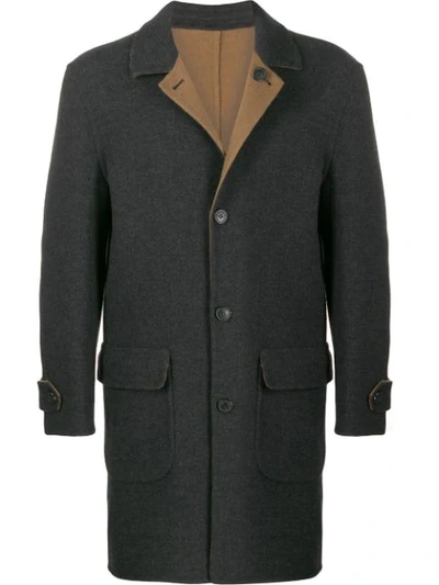 Corneliani Single-breasted Fitted Coat In Brown