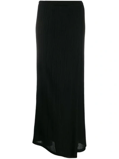 The Row Pleated Straight Skirt In Black