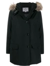 Woolrich Hooded Parka Coat In Black