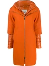 Herno Layered Zip-up Coat In Orange