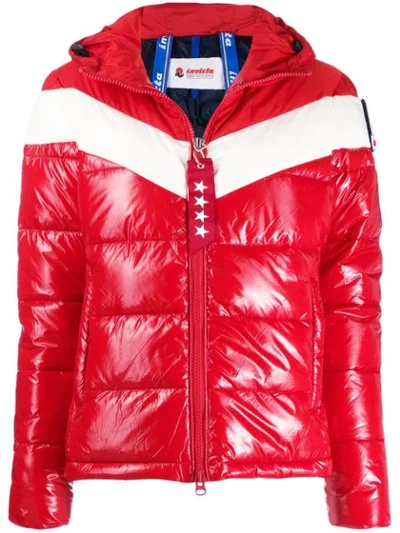 Invicta Color-block Hooded Puffer Jacket In Red