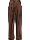 Tom Ford Silk High-waisted Trousers In Kb420 Chestnut