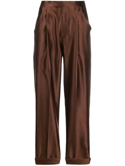 Tom Ford Silk High-waisted Trousers In Kb420 Chestnut