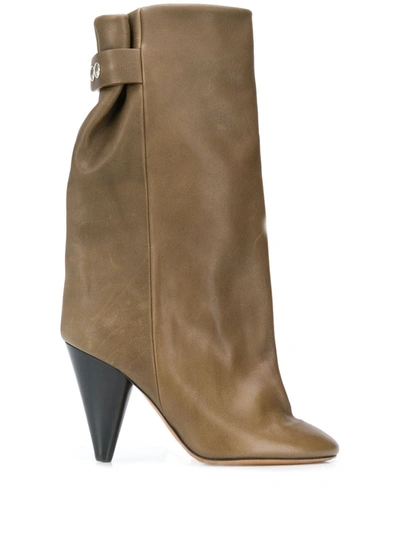 Isabel Marant Lakfee Slouch Boot With Genuine Shearling Lining In Brown