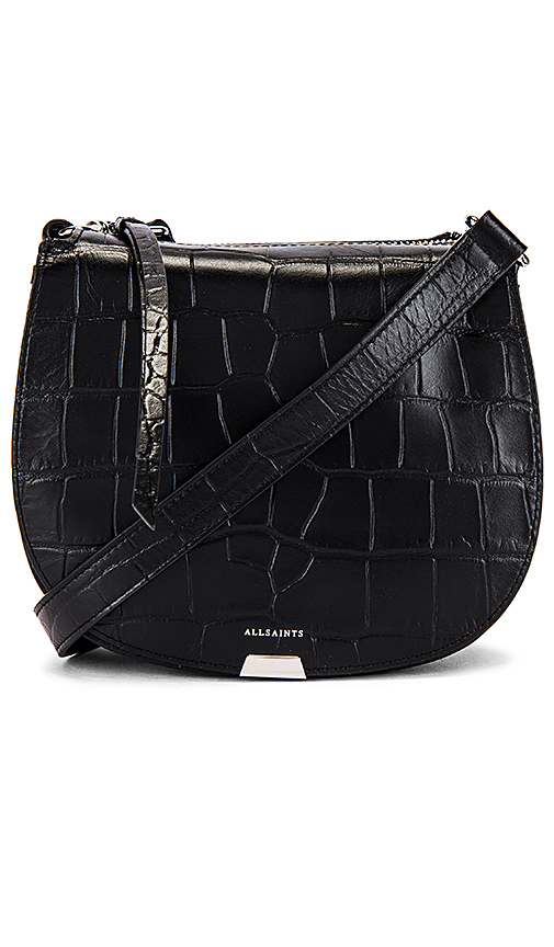 black croc belt bag