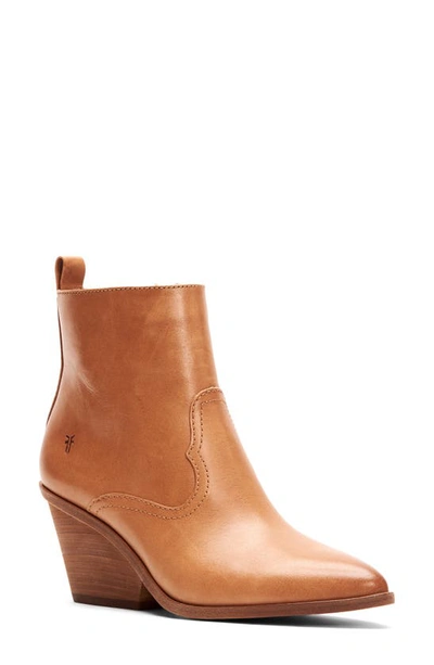 Frye Amado Demi Wedge Bootie In Camel Leather