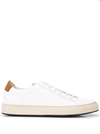 Common Projects Retro Low Leather And Nubuck Trainers In White/tan