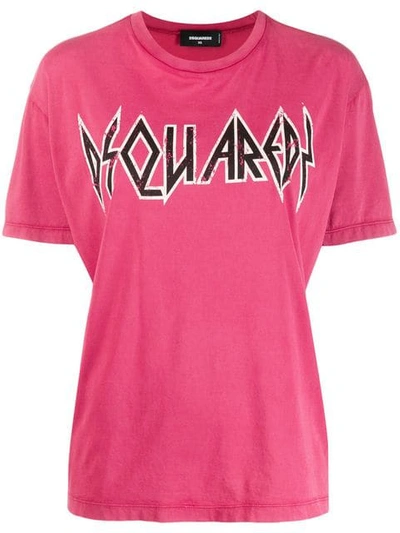 Dsquared2 Rock Logo Print T-shirt In Pink