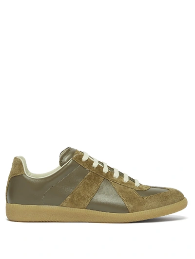 Maison Margiela Replica Leather And Suede Trainers In Khaki