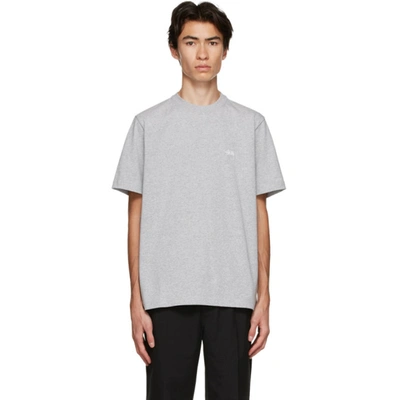 Stussy Logo-embroidered Cotton T-shirt In Grey