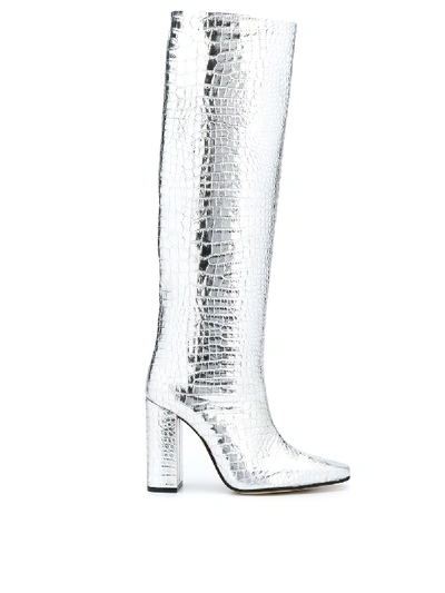 Paris Texas Crocodile Effect Boots In Silver