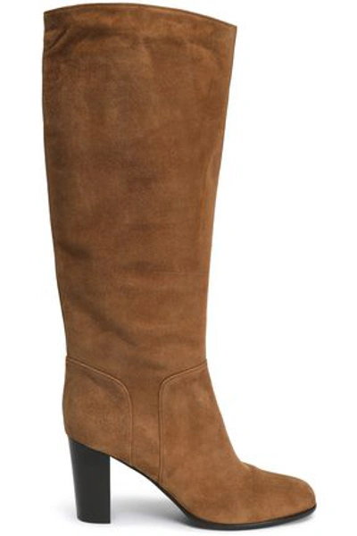 Sergio Rossi Suede Knee Boots In Sand