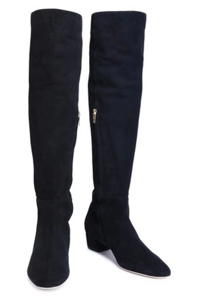 Sergio Rossi Suede Knee Boots In Black